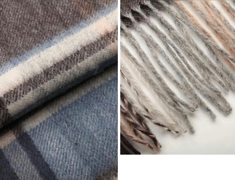 Fashion England Lattice Long Wool Scarf Man Winter Thicken Cashmere Tassels Muffler - Coffee
