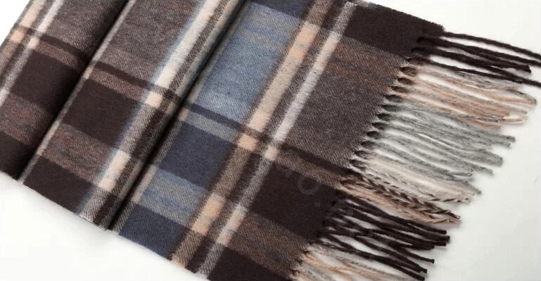 Fashion England Lattice Long Wool Scarf Man Winter Thicken Cashmere Tassels Muffler - Coffee