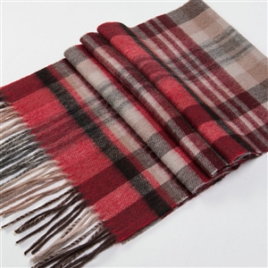 Fashion England Lattice Long Wool Scarf Man Winter Thicken Cashmere Tassels Muffler - Gray+Red