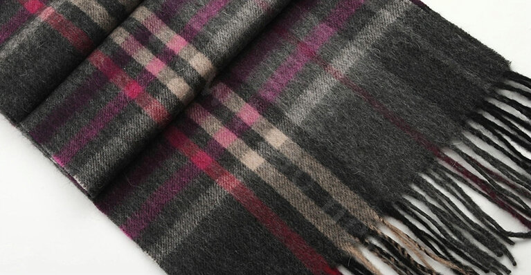 Fashion England Lattice Long Wool Scarf Man Winter Thicken Cashmere Tassels Muffler - Gray+Rose