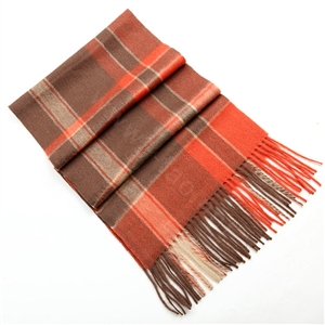 Fashion England Lattice Long Wool Scarf Man Winter Thicken Cashmere Tassels Muffler - Orange