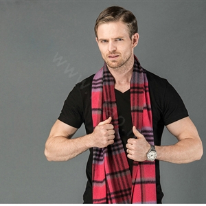 Fashion England Lattice Long Wool Scarf Man Winter Thicken Cashmere Tassels Muffler - Rose+Purple