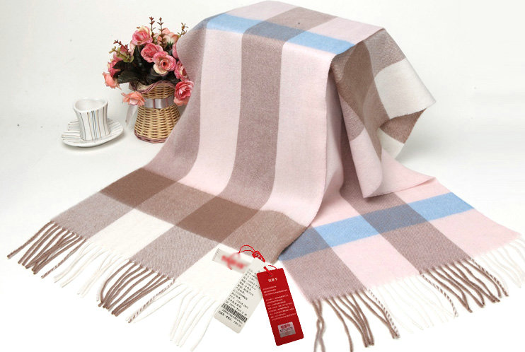 Fashion Plaid Long Wool Scarf Man Winter Thicken Business Casual Cashmere Tassels Muffler - Brown