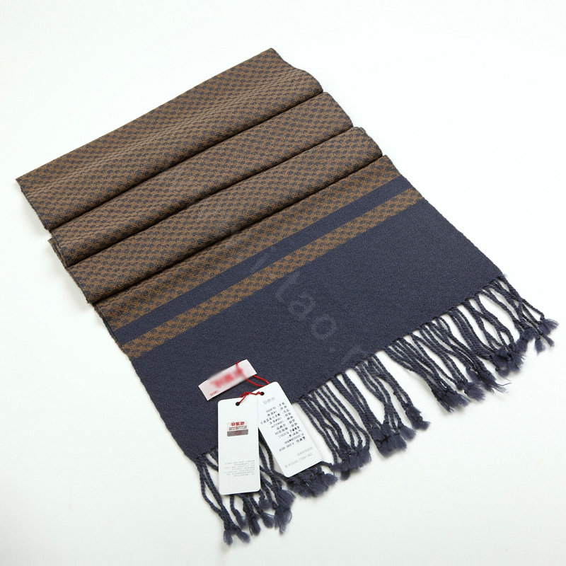 Fashion Retro Britain Lattice Wool Scarf Man Winter Thicken Cashmere Tassels Muffler - Gray