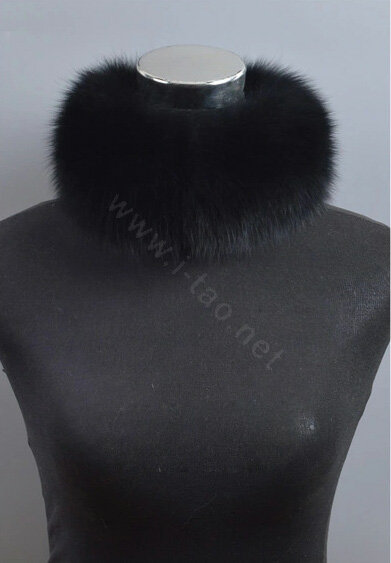 Fashion Short Fox Fur Scarf Women Winter Warm Neck Wrap Muffler Fox Fur Collar - Black