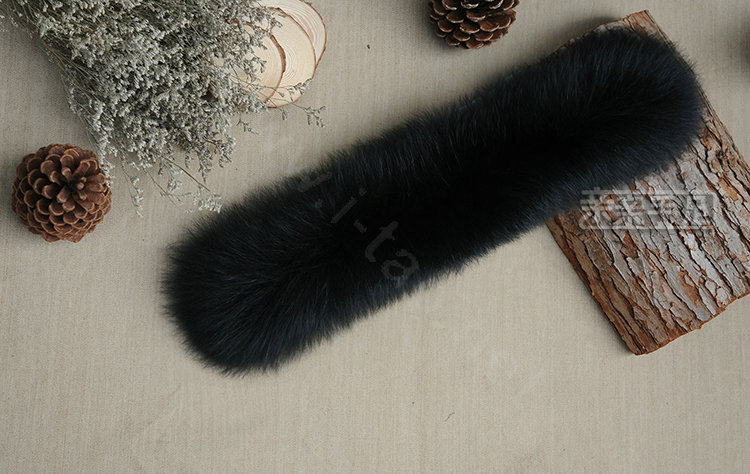 Fashion Short Fox Fur Scarf Women Winter Warm Neck Wrap Muffler Fox Fur Collar - Black