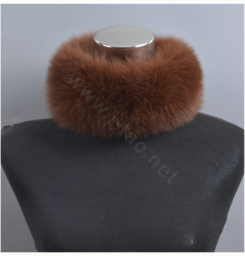 Fashion Short Fox Fur Scarf Women Winter Warm Neck Wrap Muffler Fox Fur Collar - Coffee