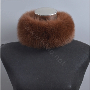 Fashion Short Fox Fur Scarf Women Winter Warm Neck Wrap Muffler Fox Fur Collar - Coffee