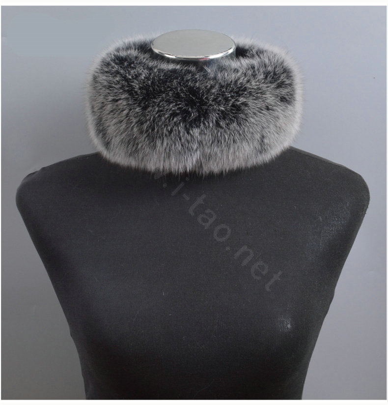 Fashion Short Fox Fur Scarf Women Winter Warm Neck Wrap Muffler Fox Fur Collar - Gray Black