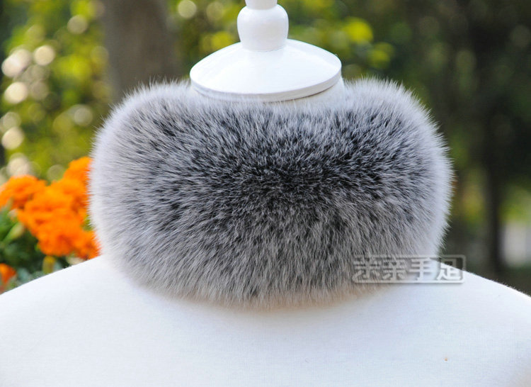 Fashion Short Fox Fur Scarf Women Winter Warm Neck Wrap Muffler Fox Fur Collar - Gray Black