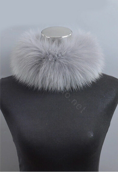 Fashion Short Fox Fur Scarf Women Winter Warm Neck Wrap Muffler Fox Fur Collar - Gray
