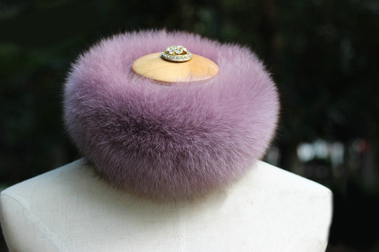 Fashion Short Fox Fur Scarf Women Winter Warm Neck Wrap Muffler Fox Fur Collar - Light Purple