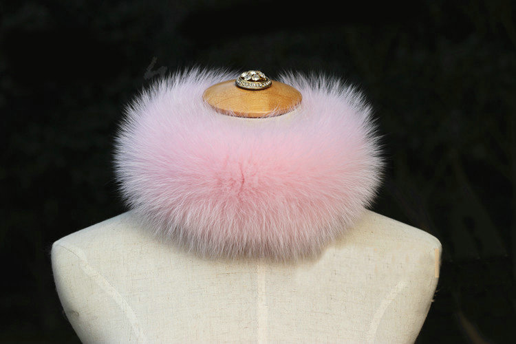 Fashion Short Fox Fur Scarf Women Winter Warm Neck Wrap Muffler Fox Fur Collar - Pink