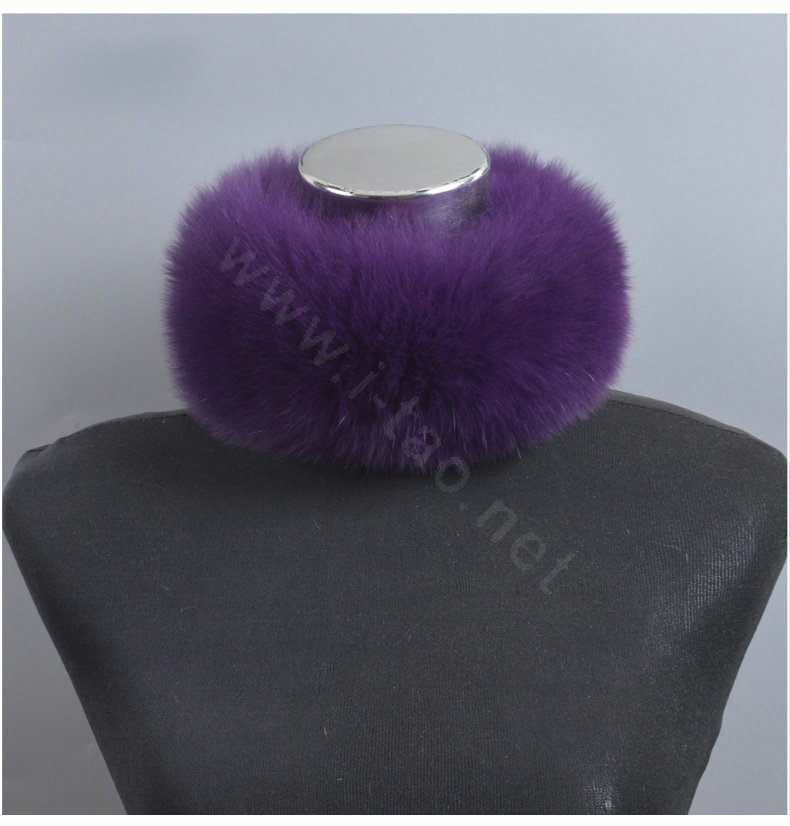 Fashion Short Fox Fur Scarf Women Winter Warm Neck Wrap Muffler Fox Fur Collar - Purple