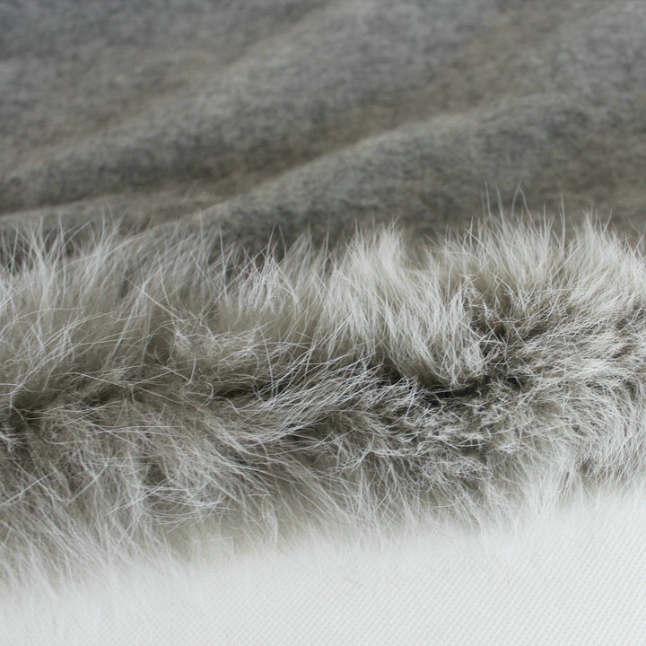 Genuine Wool Shawls Fox fur Thicken Scarf Women Winter Warm Solid Color Pashmina Poncho - Gray
