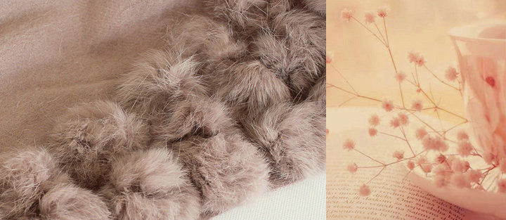 Genuine Wool Shawls Rabbit Fur Ball Thicken Scarf Women Winter Warm Solid Color Pashmina Cape - Light Pink