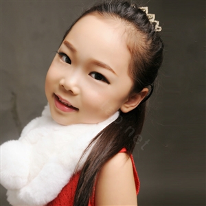 High Quality Kids Knitted Rex Rabbit Fur Scarf Children Winter Thicken Baby Fur Collar - White