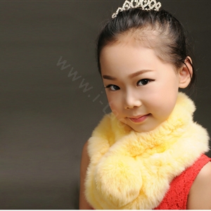 High Quality Kids Knitted Rex Rabbit Fur Scarf Children Winter Thicken Baby Fur Collar - Yellow