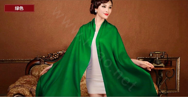 High Quality Solid Color Wool Scarf Shawls Women Winter Long Warm Pashmina Cape - Green