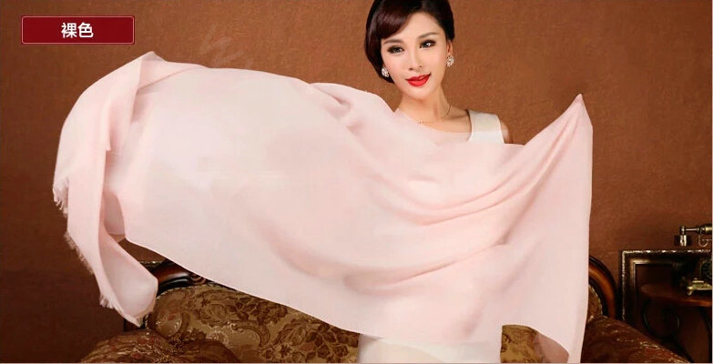High Quality Solid Color Wool Scarf Shawls Women Winter Long Warm Pashmina Cape - Nude color