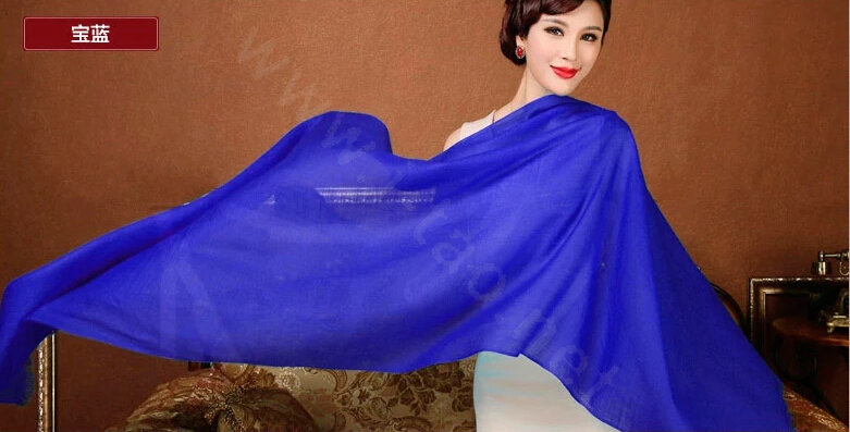 High Quality Solid Color Wool Scarf Shawls Women Winter Long Warm Pashmina Cape - Sapphire blue