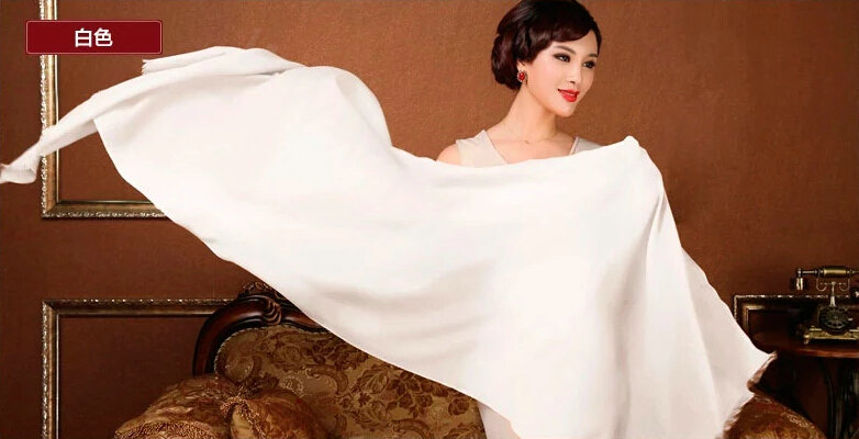 High Quality Solid Color Wool Scarf Shawls Women Winter Long Warm Pashmina Cape - White