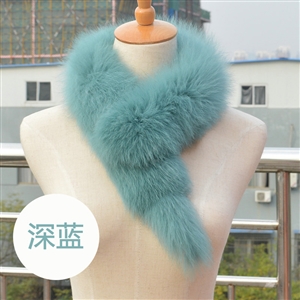 Luxury Classic Short Fox Fur Scarf Women Winter Warm Neck Wrap Fox Fur Collar - Dark blue