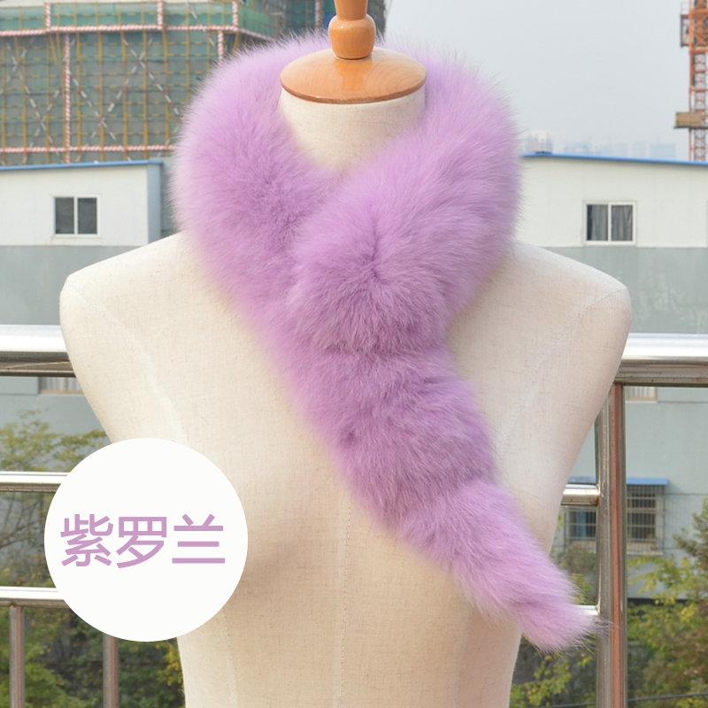 Luxury Classic Short Fox Fur Scarf Women Winter Warm Neck Wrap Fox Fur Collar - Purple