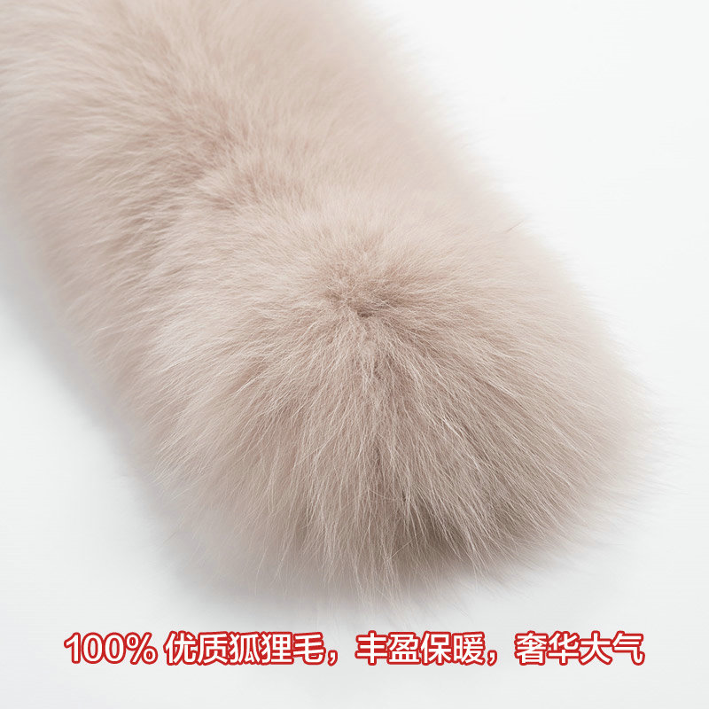 Luxury Fox Fur Scarf Women Winter Warm Neck Wrap Short Fox Fur Collar Clip - Cinnamon