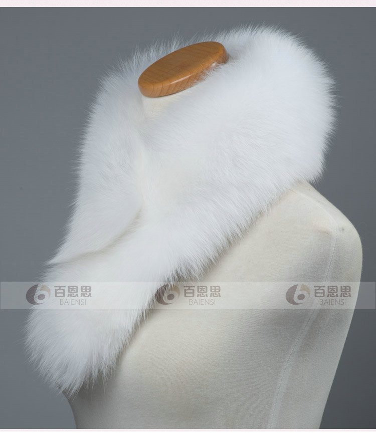 Luxury Fox Fur Scarf Women Winter Warm Neck Wrap Short Fox Fur Collar Clip - White