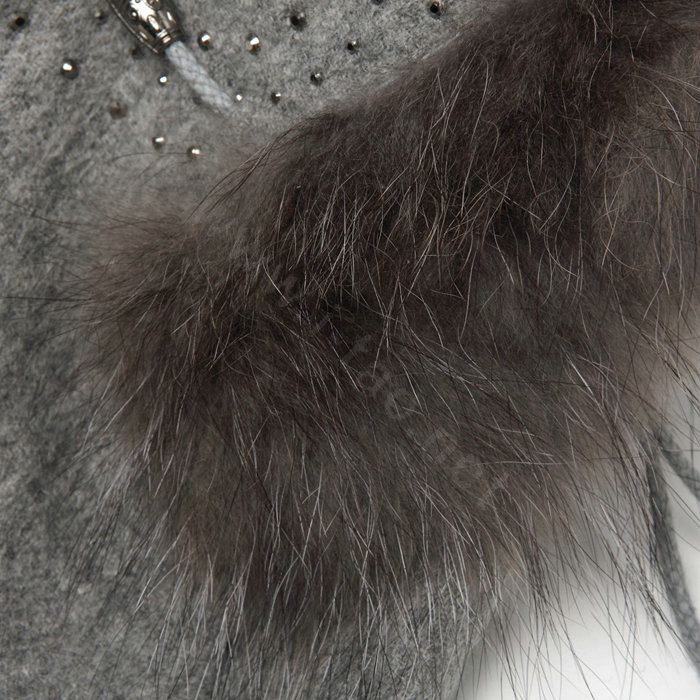 Luxury Long Wool Diamond Shawls Racoon Dog Fur Scarf Women Winter Thicken Tassels Poncho - Gray