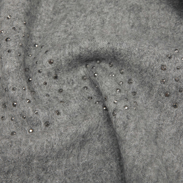 Luxury Long Wool Diamond Shawls Racoon Dog Fur Scarf Women Winter Thicken Tassels Poncho - Gray