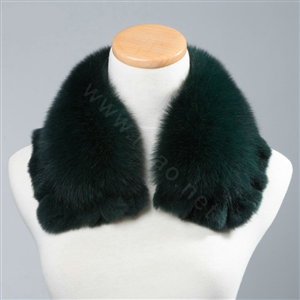 Luxury Short Fox Fur Scarf Women Winter Warm Neck Wrap Rex Rabbit Fur Collar - Dark green