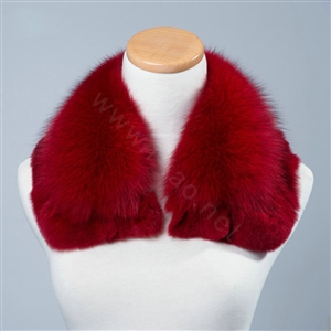 Luxury Short Fox Fur Scarf Women Winter Warm Neck Wrap Rex Rabbit Fur Collar - Red