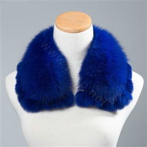 Luxury Short Fox Fur Scarf Women Winter Warm Neck Wrap Rex Rabbit Fur Collar - Sapphire blue
