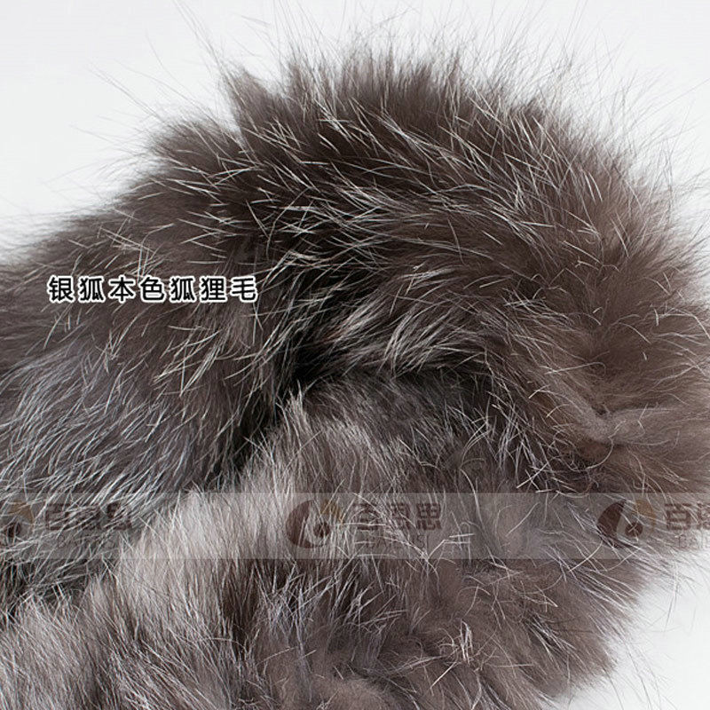 Luxury Short Silver Fox Fur Scarf Women Winter Warm Neck Wrap Fox Fur Collar - Gray