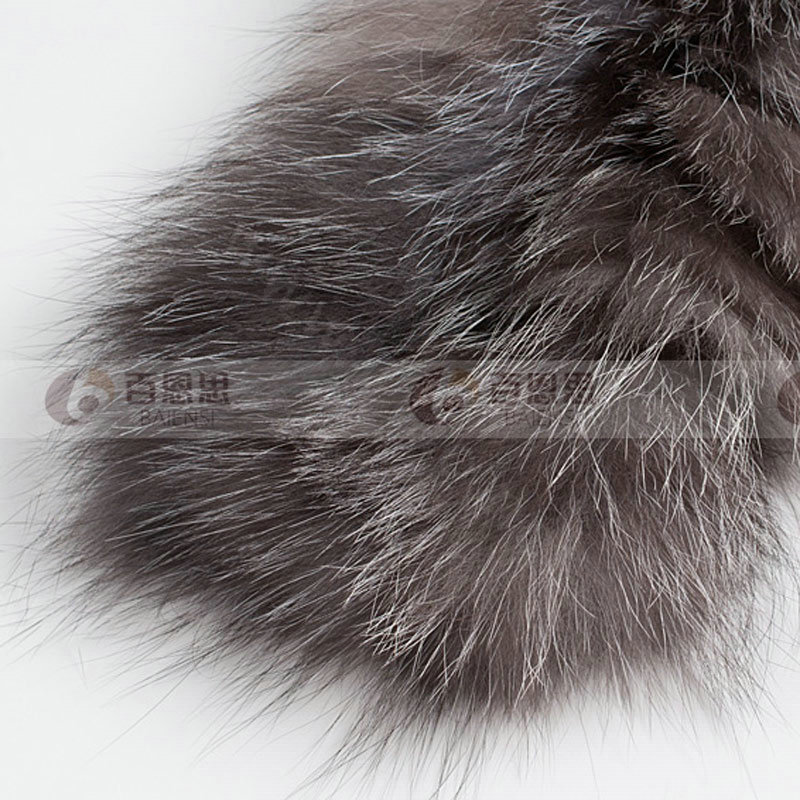 Luxury Short Silver Fox Fur Scarf Women Winter Warm Neck Wrap Fox Fur Collar - Gray
