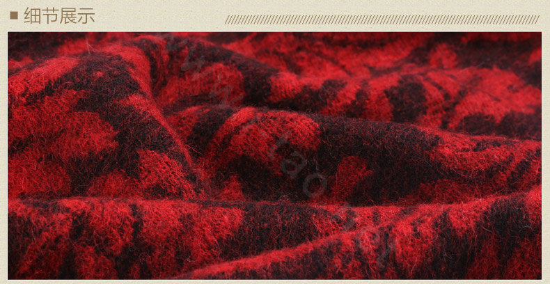 Top Grade Jacquard Weave Wool Shawls Whole Fox Fur Scarf Women Pashmina Thicken Tassels Cape - Red