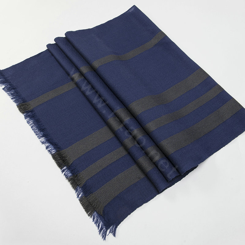 Top Grade Long Britain Lattice Wool Scarf Man Winter Thicken Cashmere Muffler - Blue+Gray