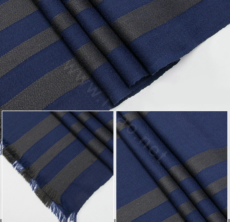 Top Grade Long Britain Lattice Wool Scarf Man Winter Thicken Cashmere Muffler - Blue+Gray