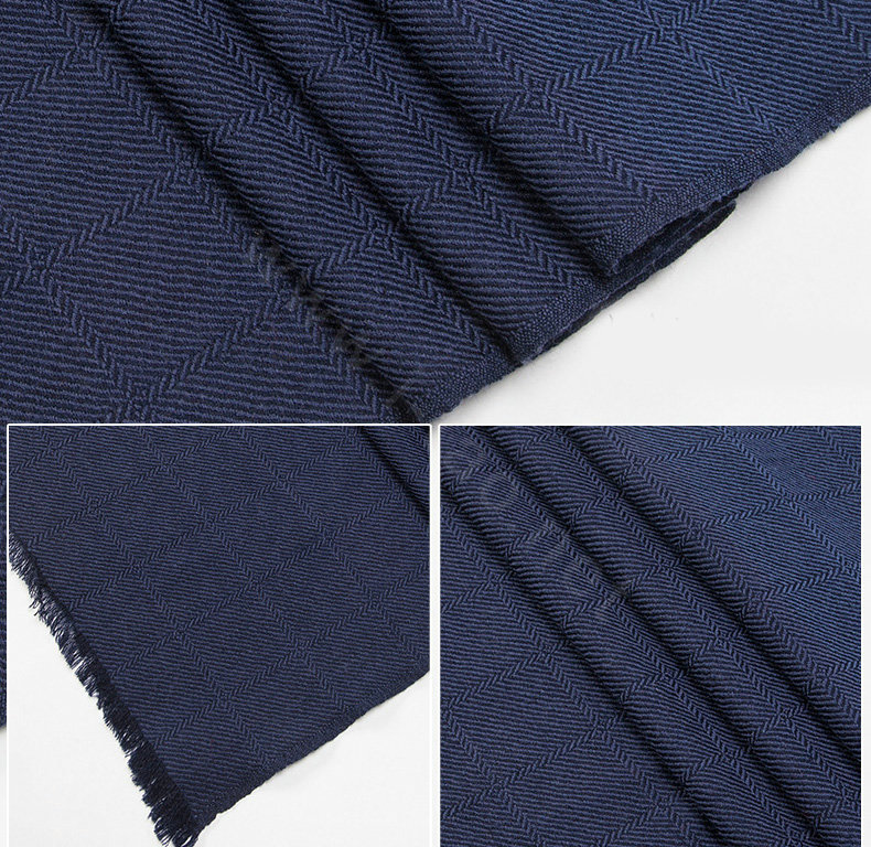 Top Grade Long Britain Lattice Wool Scarf Man Winter Thicken Cashmere Muffler - Blue