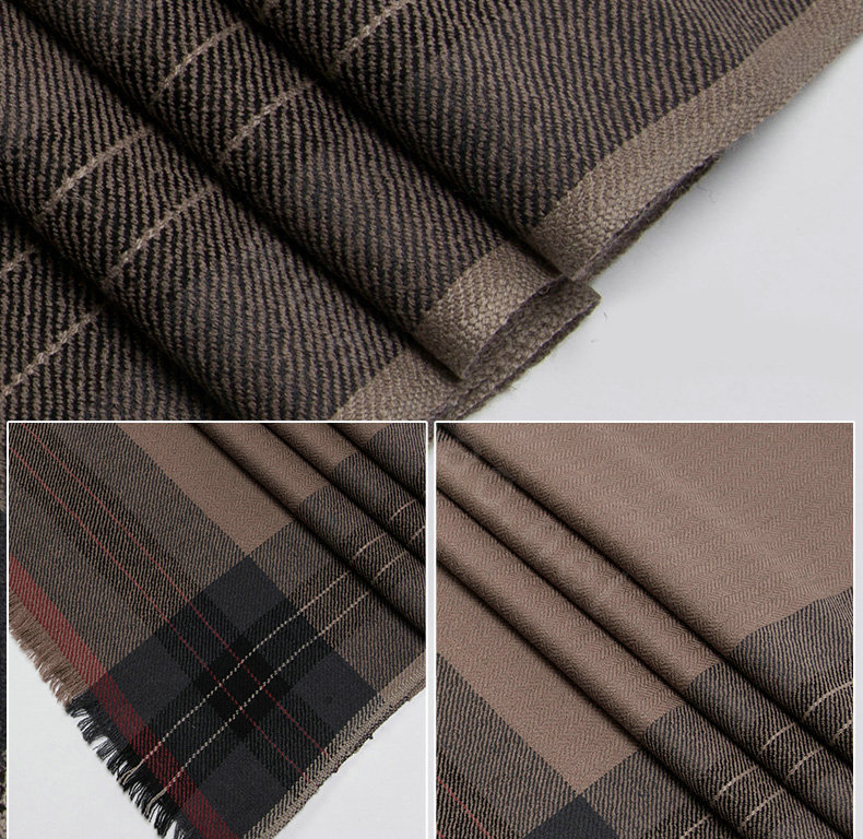 Top Grade Long Britain Lattice Wool Scarf Man Winter Thicken Cashmere Muffler - Coffee