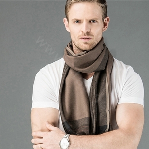 Top Grade Long Britain Lattice Wool Scarf Man Winter Thicken Cashmere Muffler - Coffee