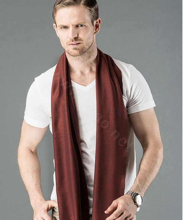 Top Grade Long Britain Lattice Wool Scarf Man Winter Thicken Cashmere Muffler - Jujube Red