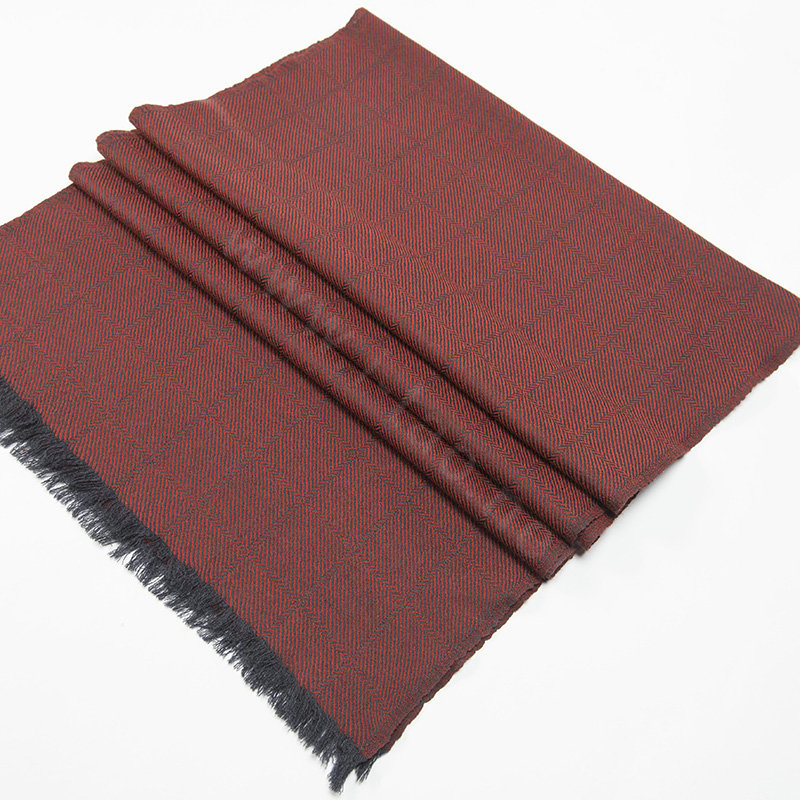 Top Grade Long Britain Lattice Wool Scarf Man Winter Thicken Cashmere Muffler - Jujube Red
