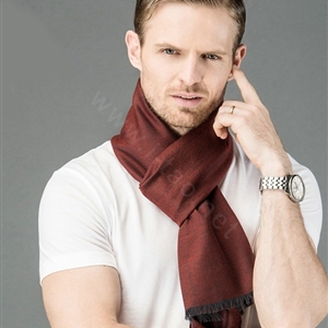 Top Grade Long Britain Lattice Wool Scarf Man Winter Thicken Cashmere Muffler - Jujube Red