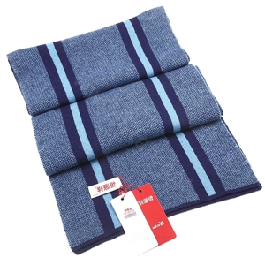 Top Grade Long Britain Stripe Wool Scarf Man Winter Thicken Cashmere Knitting Muffler - Blue