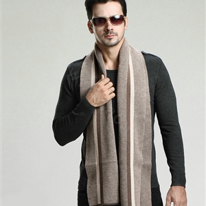 Top Grade Long Britain Stripe Wool Scarf Man Winter Thicken Cashmere Knitting Muffler - Brown