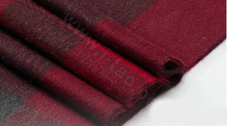Top Grade Long Lattice Wool Scarf Women Winter Thicken Cashmere Tassels Shawls - Purple+Red