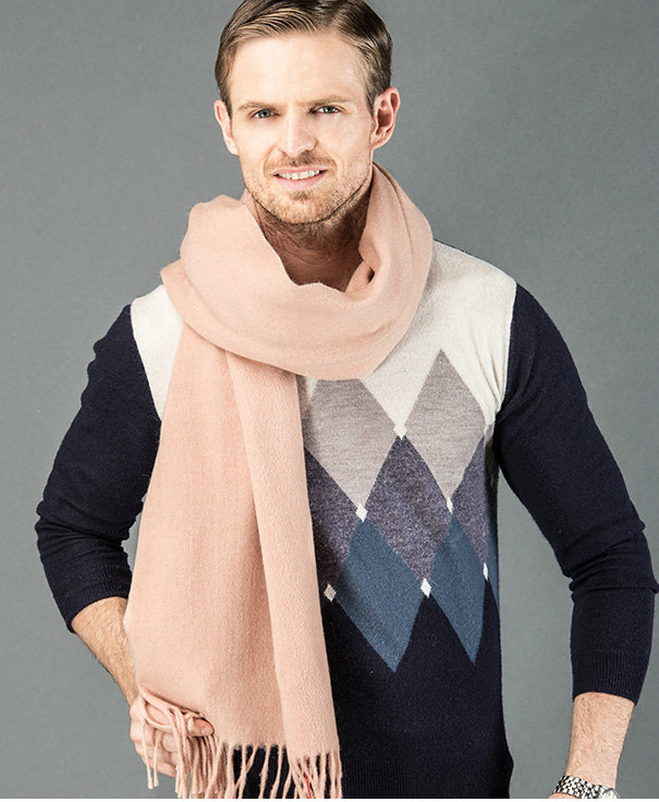 Top Grade Long Solid Color Wool Scarf Man Winter Thicken Cashmere Large Tassels Muffler - Camel